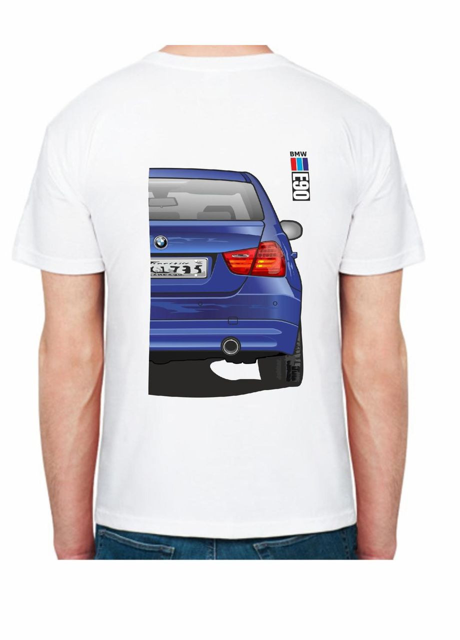 Біла футболка чоловіча з принтом bmw e90 stock fr 307191 біла Avtolife