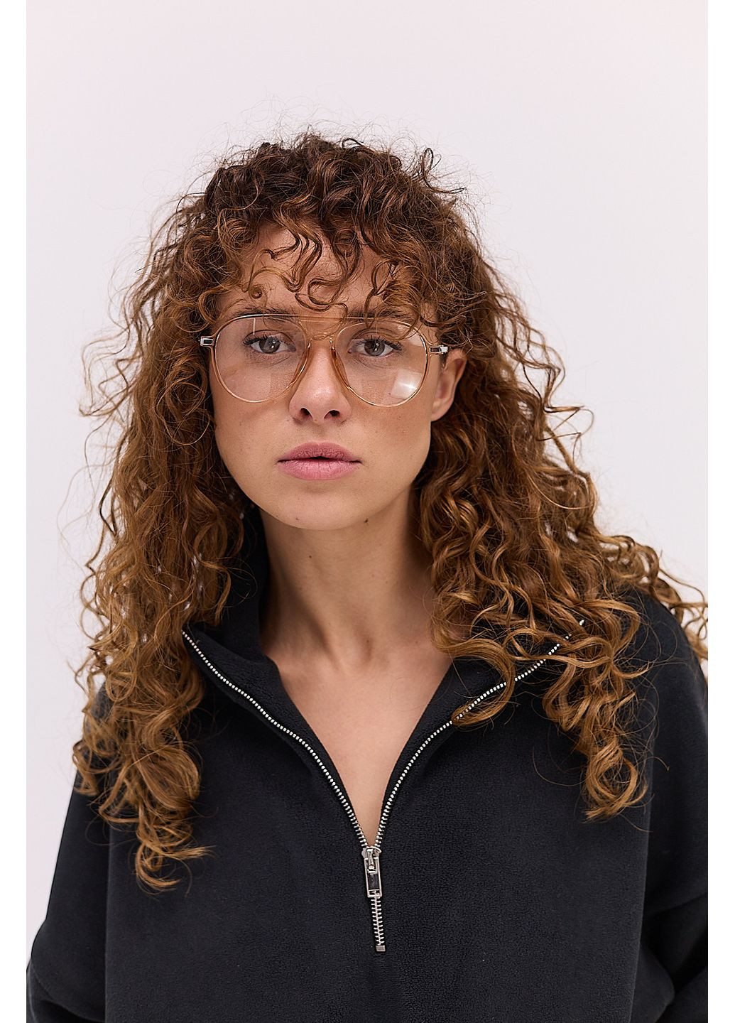 Черный женский флисовый свитшот черный с воротником на молнии Arjen (361056872)