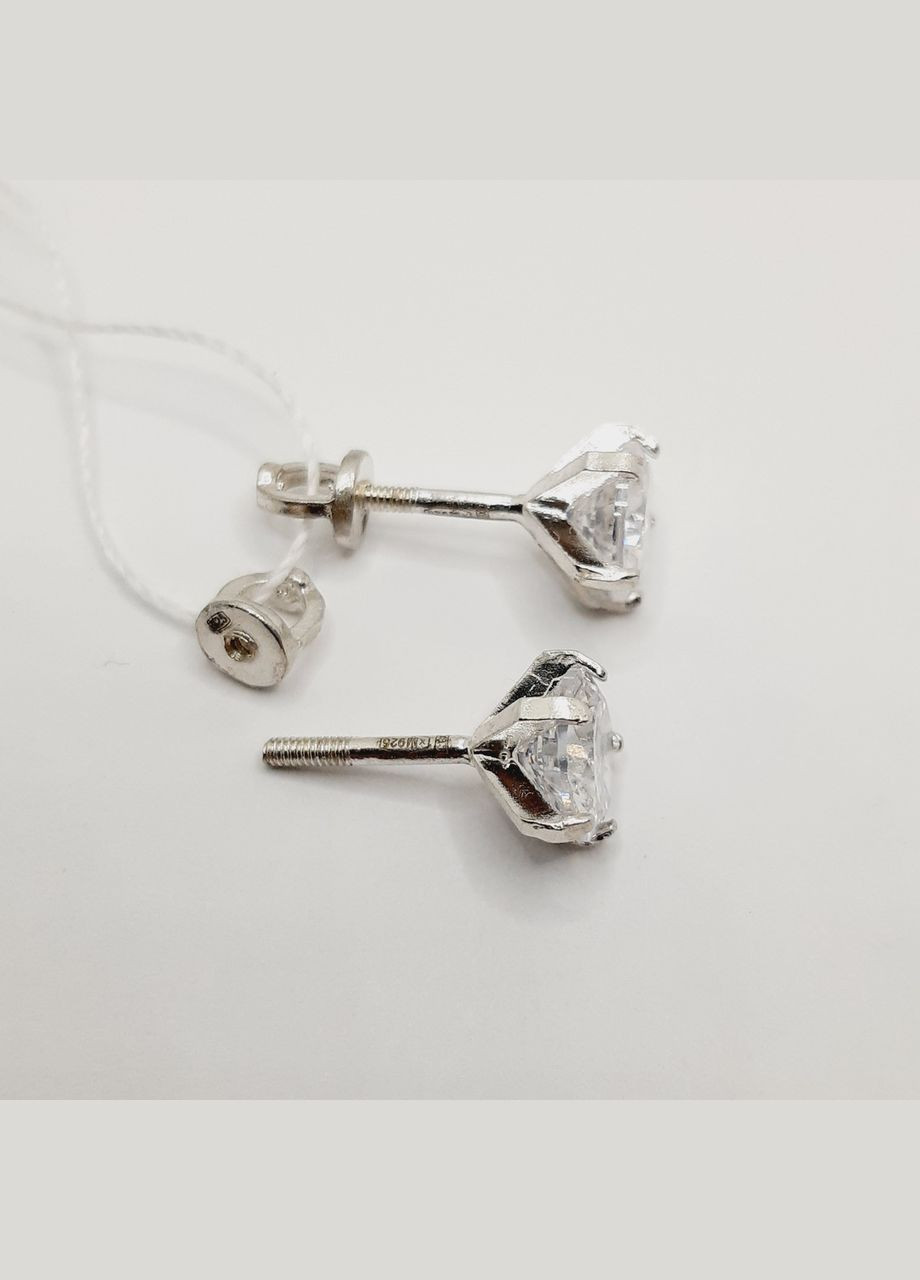 Сережки гвинтики срібло 925° 2,20г. великий камінчик () Сапфір 22С165 (306432419)