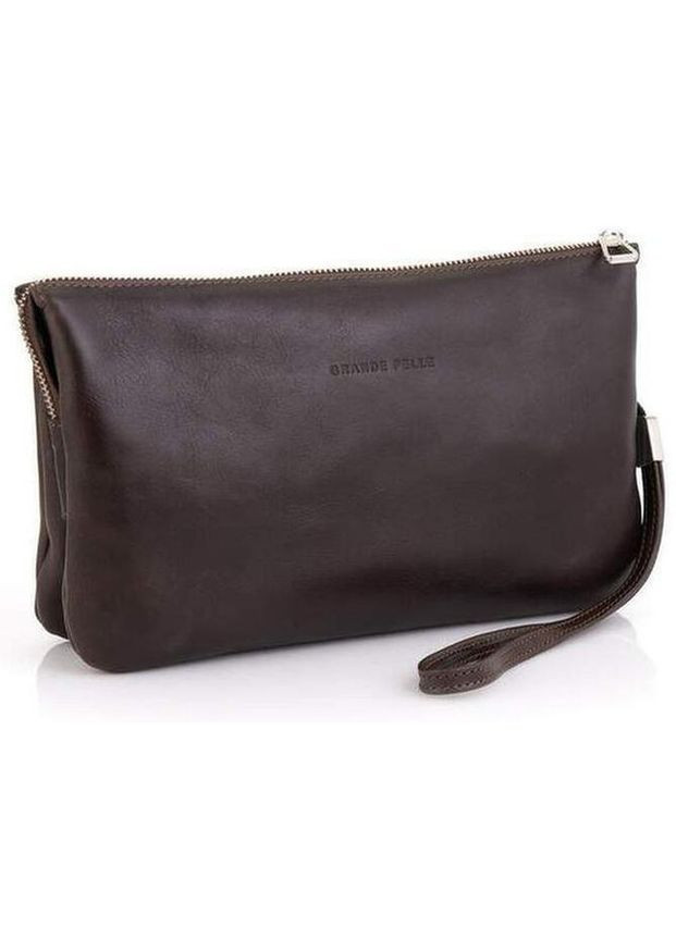 Сумка клатч з ременем на кисть з натуральної шкіри чоловіча для телефону середня Коричневий 40173 Grande Pelle (361348781)