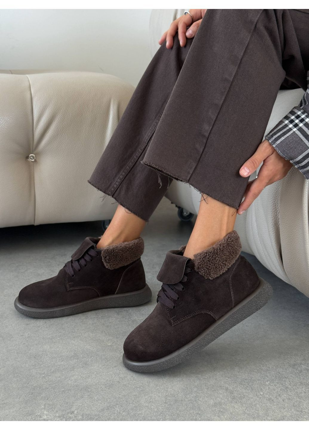 Зимние зимние ботинки анатомические barefoot Helen из натуральной замши