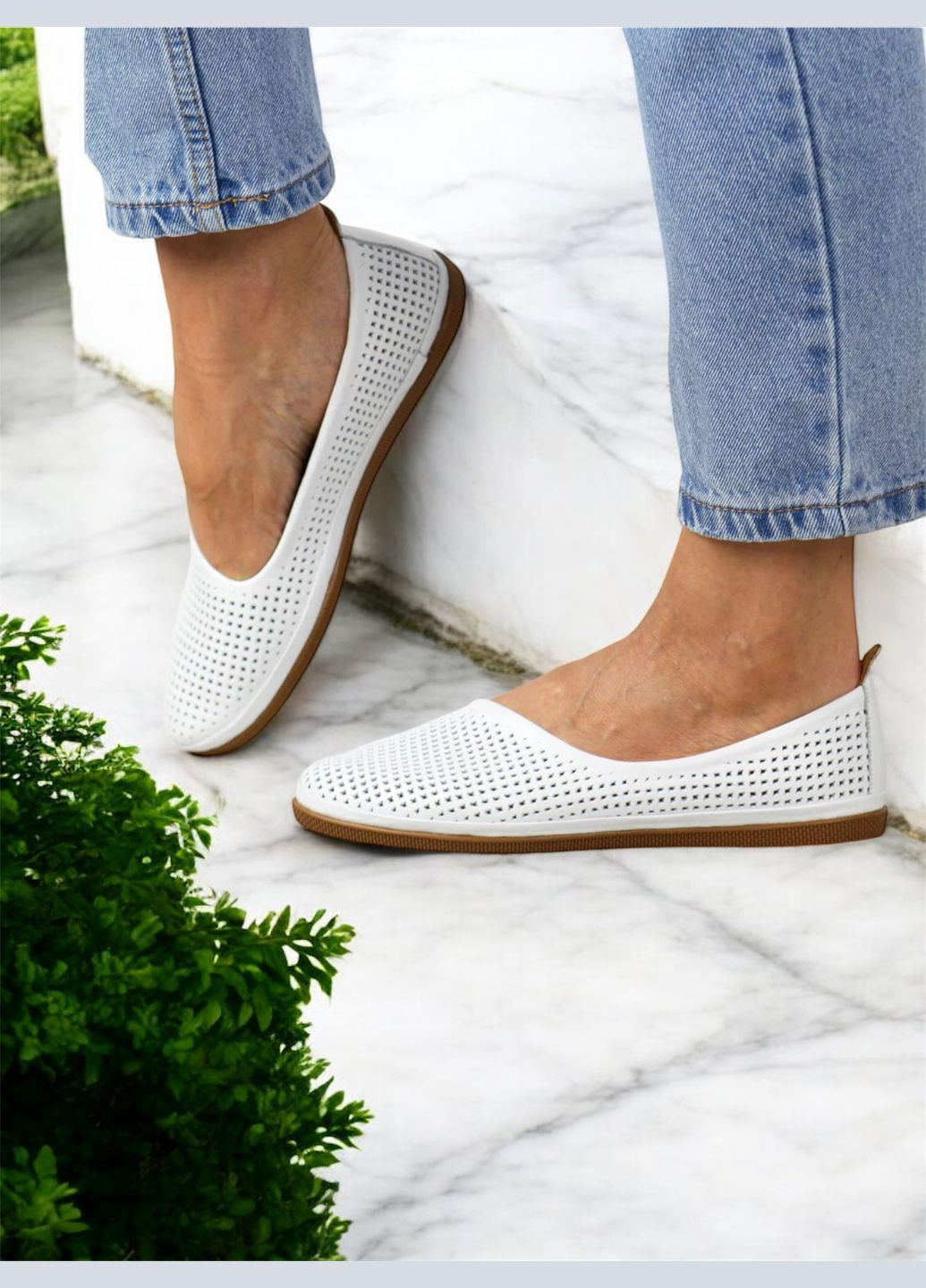 Женские балетки | белые натуральная кожа (325696481)