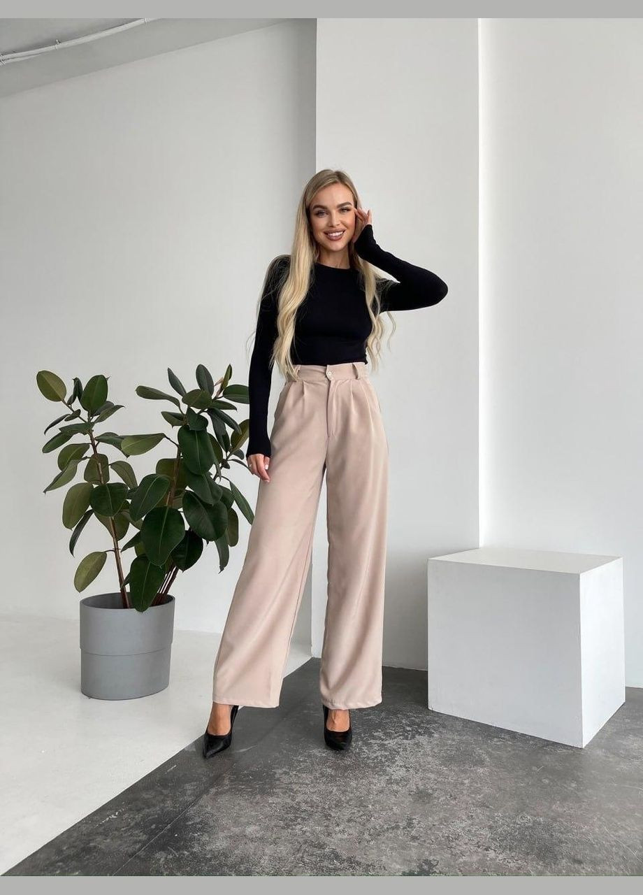 Брюки женские - высокая посадка, однотон JUGO Belaya № 611 (328390963)