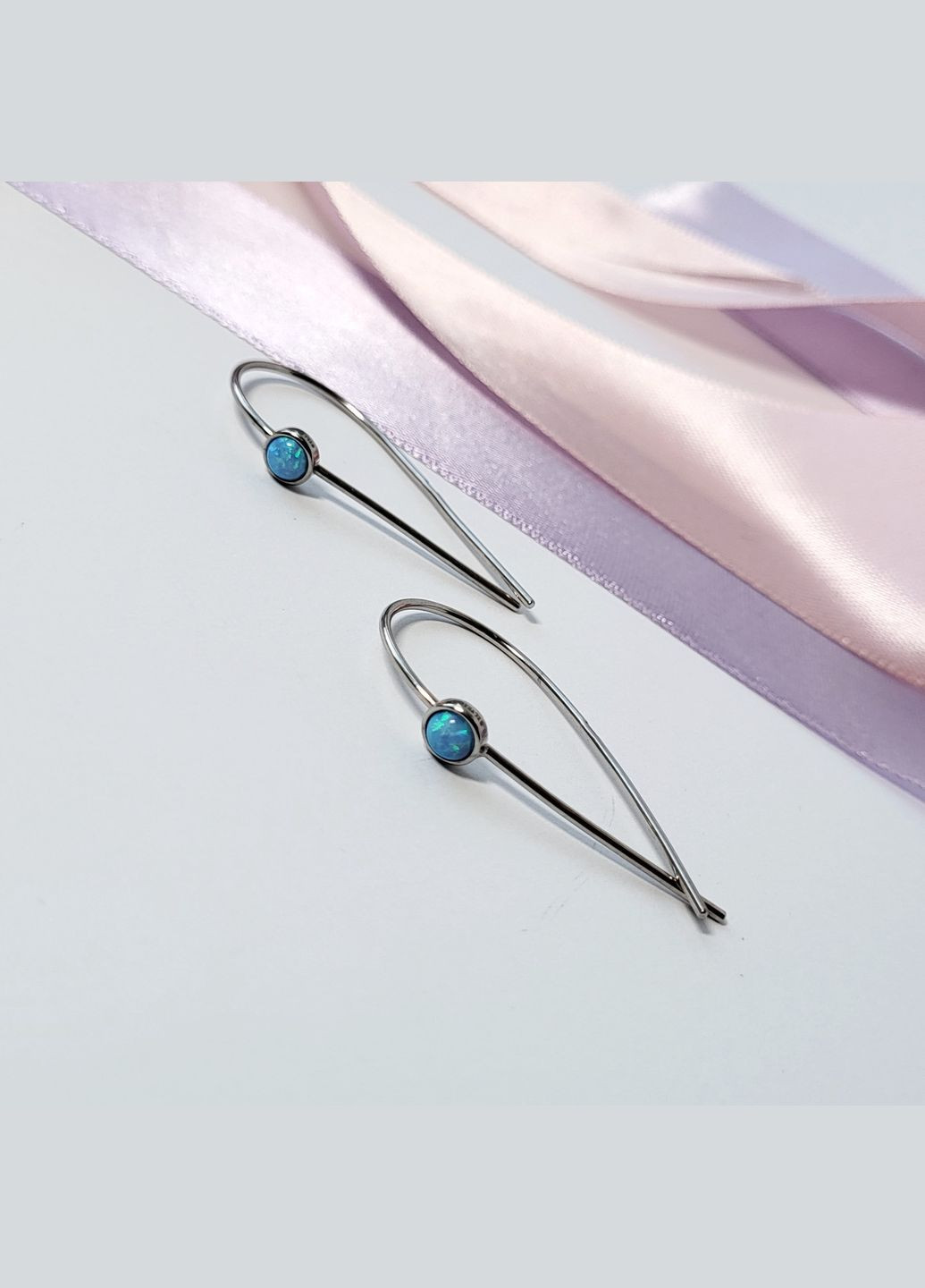 Серебряные серьги серёжки с Голубым Опалом Серебро 925 пробы покрыто родием с2опг/1562 3.00г No Brand (306741252)