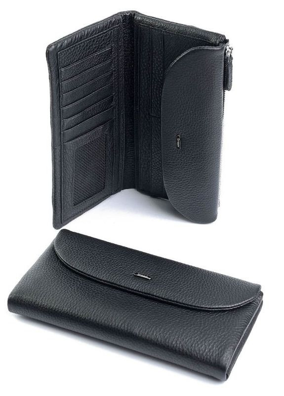 Жіночий шкіряний гаманець чорний No Brand (294629480)