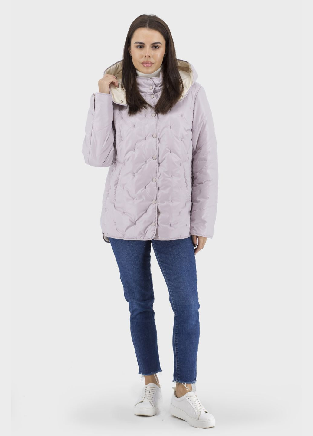 Бузкова демісезонна жіноча стьобана куртка thinsulate™ на кнопках з капюшоном (, ), 40646 Stella Polare