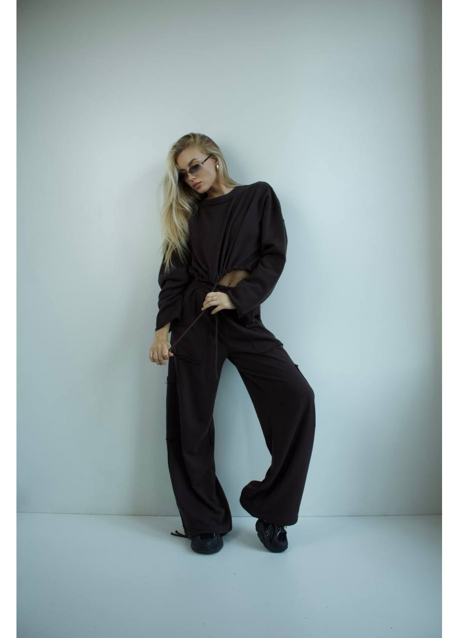 Женский костюм джоггеры+худи черного цвета 35172 No Brand (363132917)