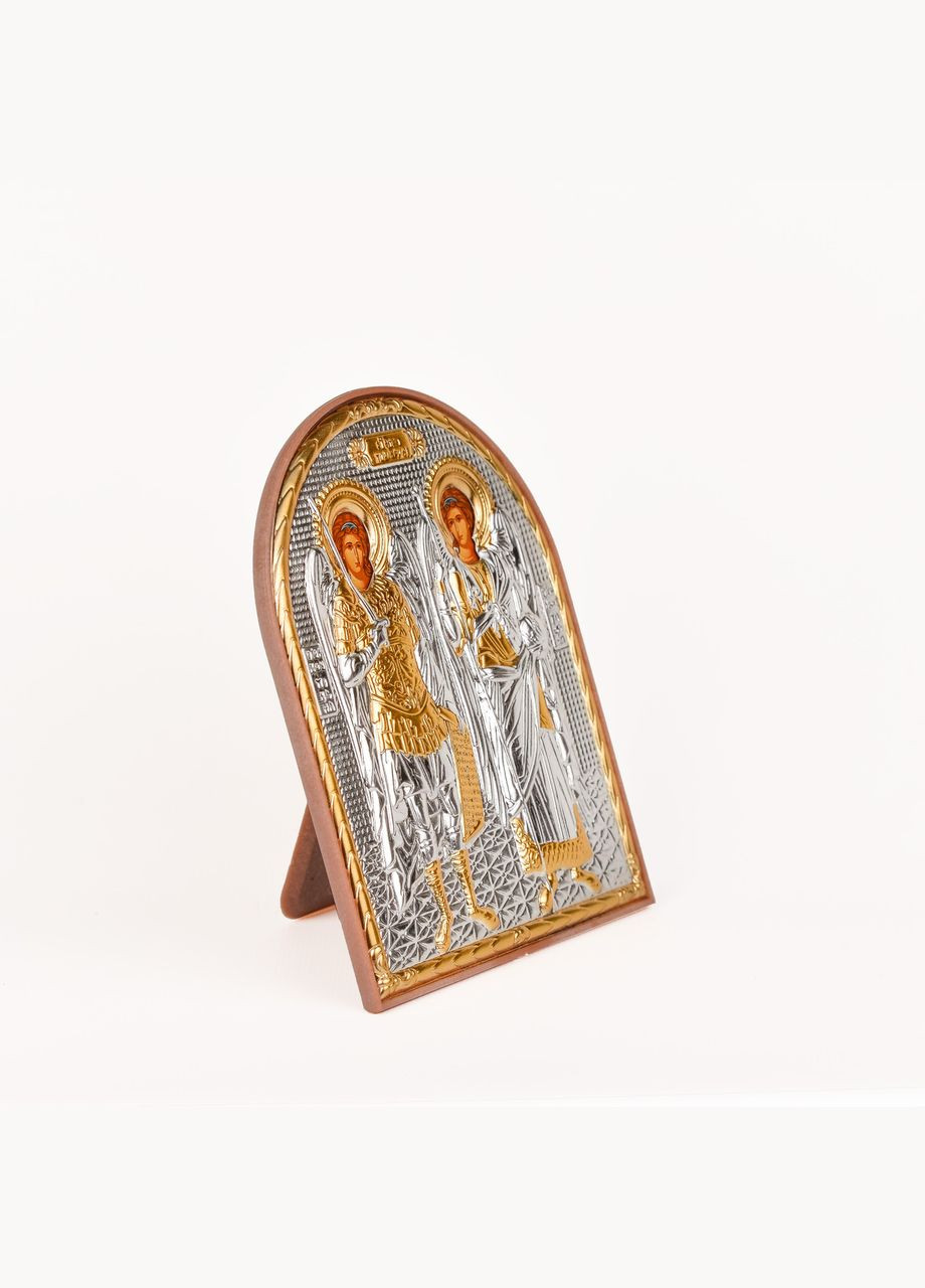 Икона Архангела Михаила и Гавриила 8,5х15,5см арочной формы на пластиковом киоте 5,8х7,5 Silver Axion (265446149)