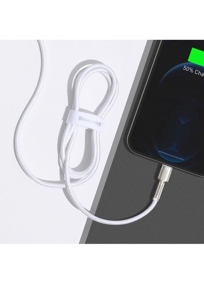 Кабель зарядки Ligtning 1 метр Cafule Metal lightning 1м 2.4A (white) Baseus (360554712)