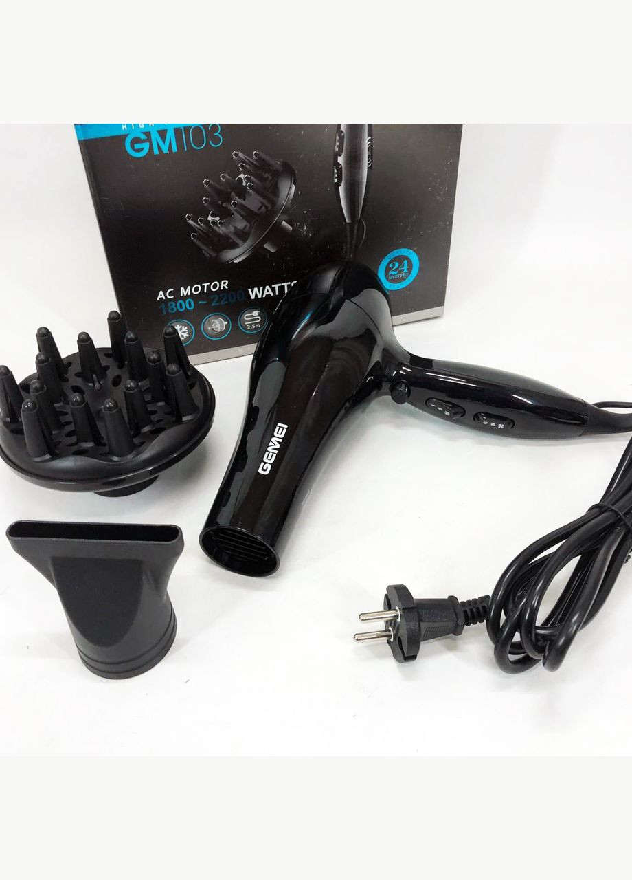 Професійний фен GM-103 2200Вт для сушіння укладання волосся режими швидкості, температури, сенсор Gemei (364665023)