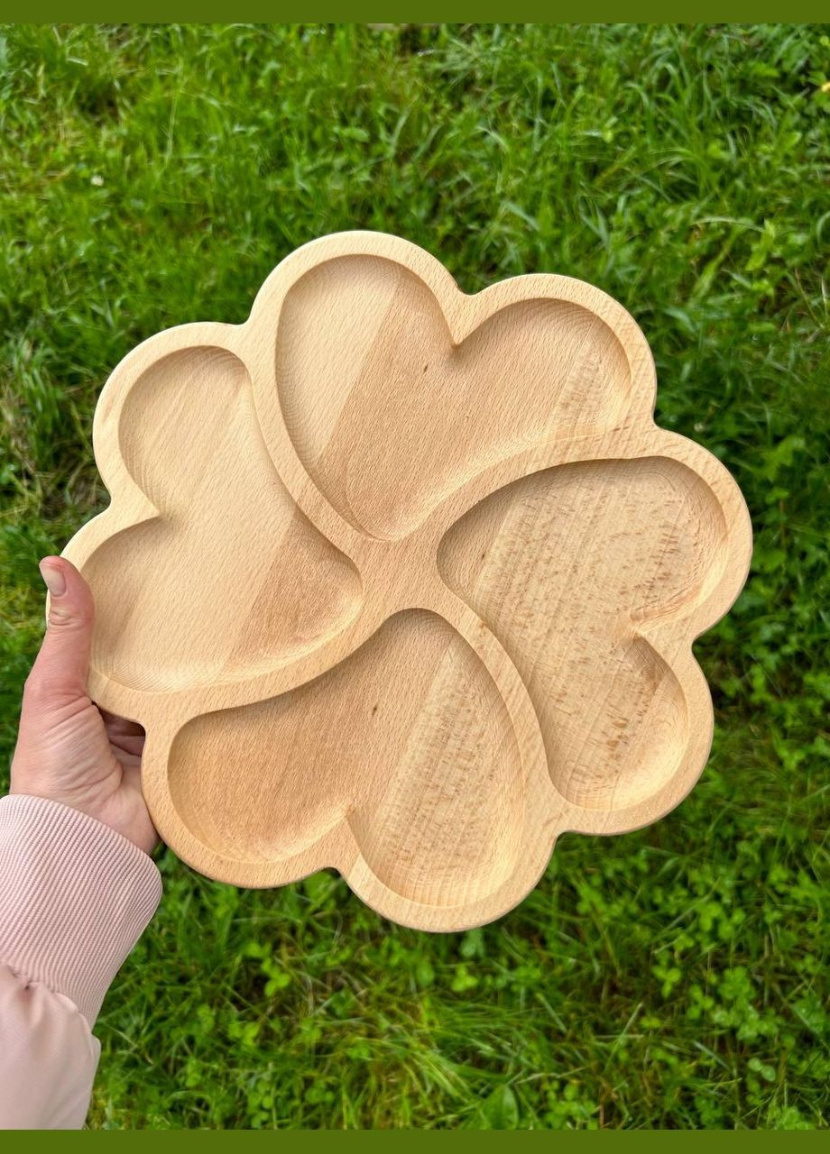 Менажниця дерев'яна секційна тарілка овальна Бук на 4 секції 30 см. No Brand (330774787)