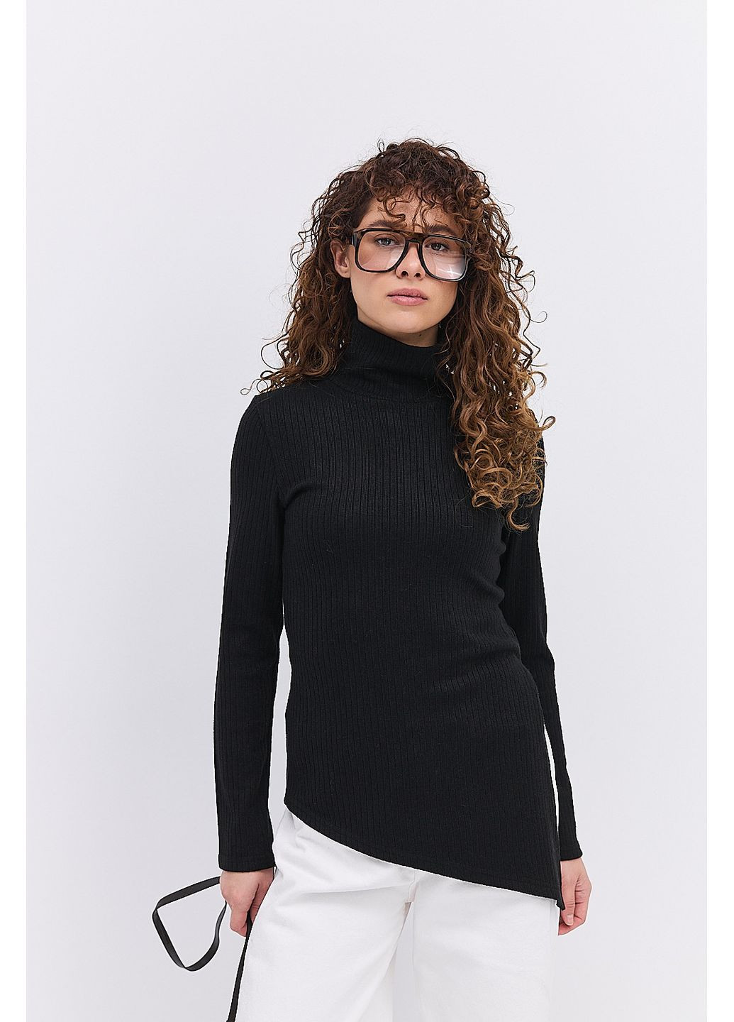 Женская трикотажная кофта в серый рубчик с асимметричным низом Arjen (364967602)