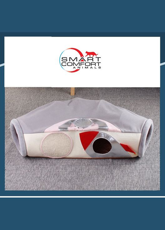Домик для кота Smart Comfort Animals GX-97 серый игровой домик для кошки, с секретным туннелем Smart Comfort System (292632177)