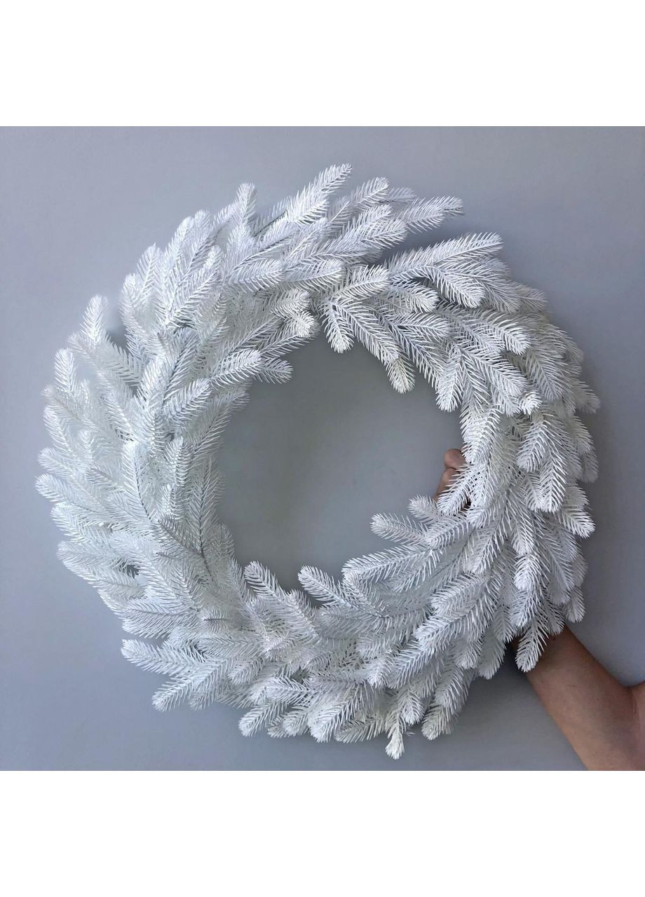Вінок хвойний різдвяний Traditional литий d-50 см Білий No Brand (370161596)