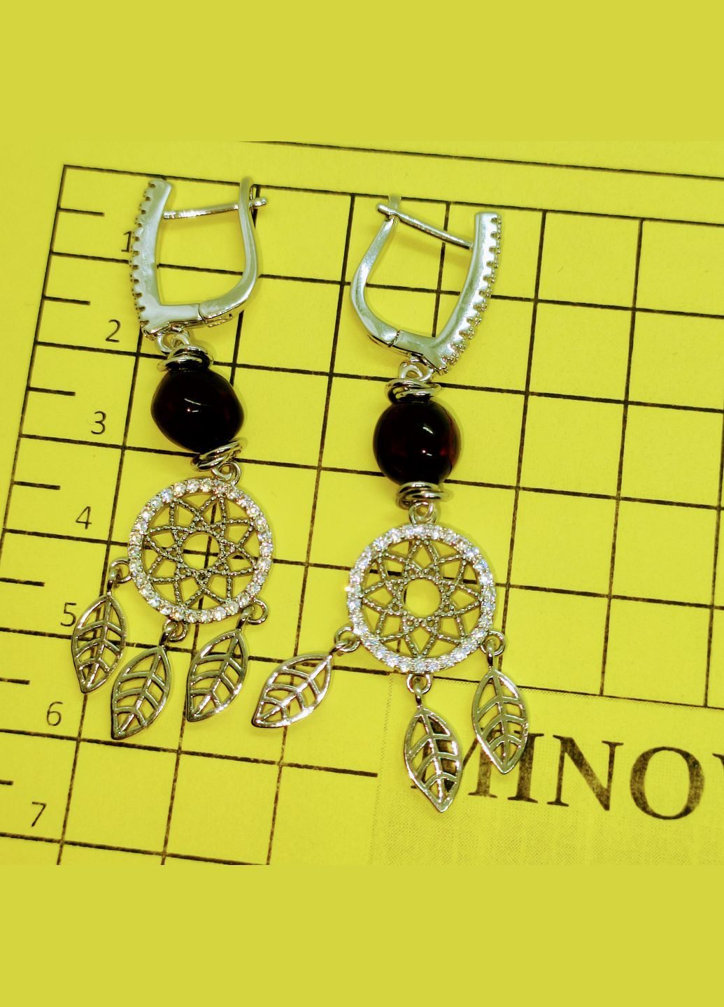 Сережки 3136 з натуральним бурштином MINOV (315631754)