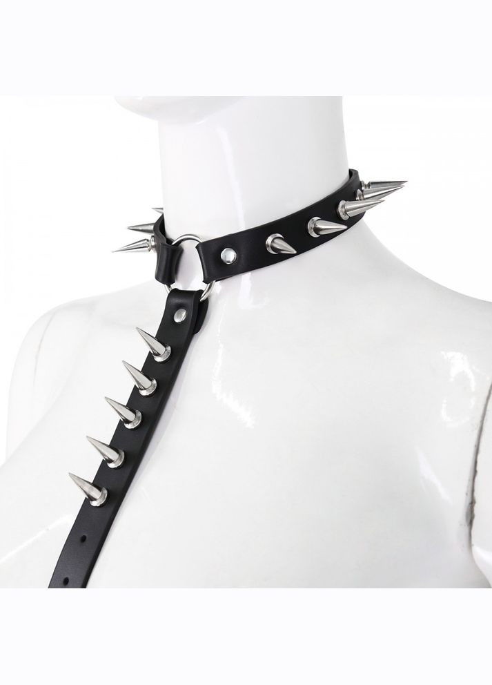 Портупея TOTEM на грудь с ошейником и шипами БДСМ аксессуар универсальный размер унисекс Focus (303894667)