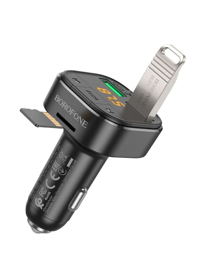 АЗП з FM-модулятором QC3.0 car BT FM transmitter 18W Black (BC43B) Borofone BC43 Flash (324416898)