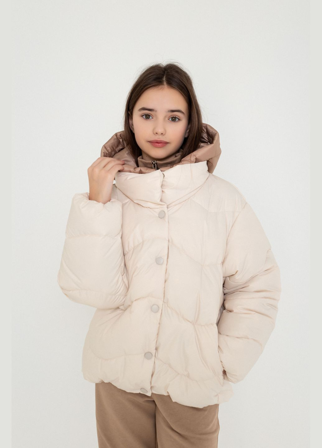 Комбінована демісезонна куртка карамельно - капучиновий Cvetkov Анабель