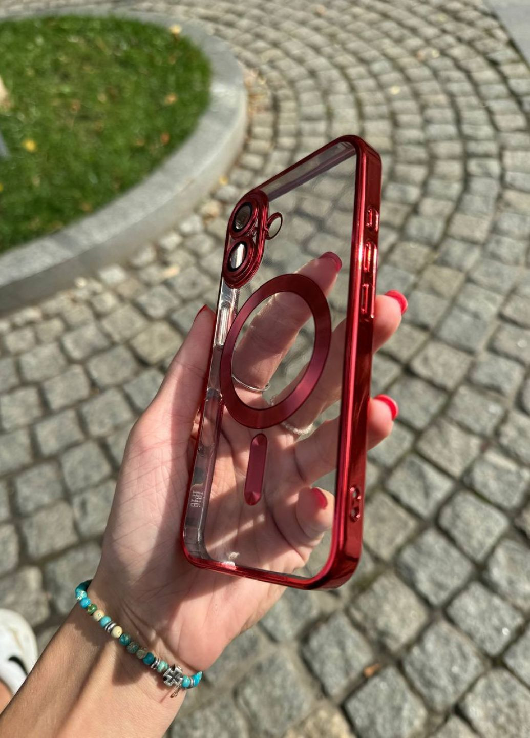 Чехол для iPhone 16 Plus Shining with MagSafe защита камеры Red / чехол для айфон 16 Плюс магсейф красный No Brand (305572621)