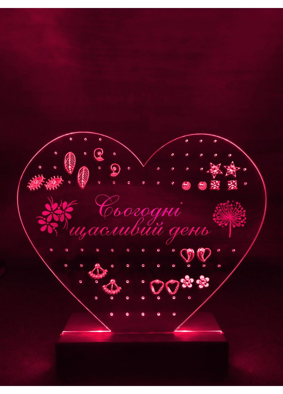 Органайзер з підсвіткою для сережок Серце (дизайн 33.2.3, чорна основа) Creative (355401638)