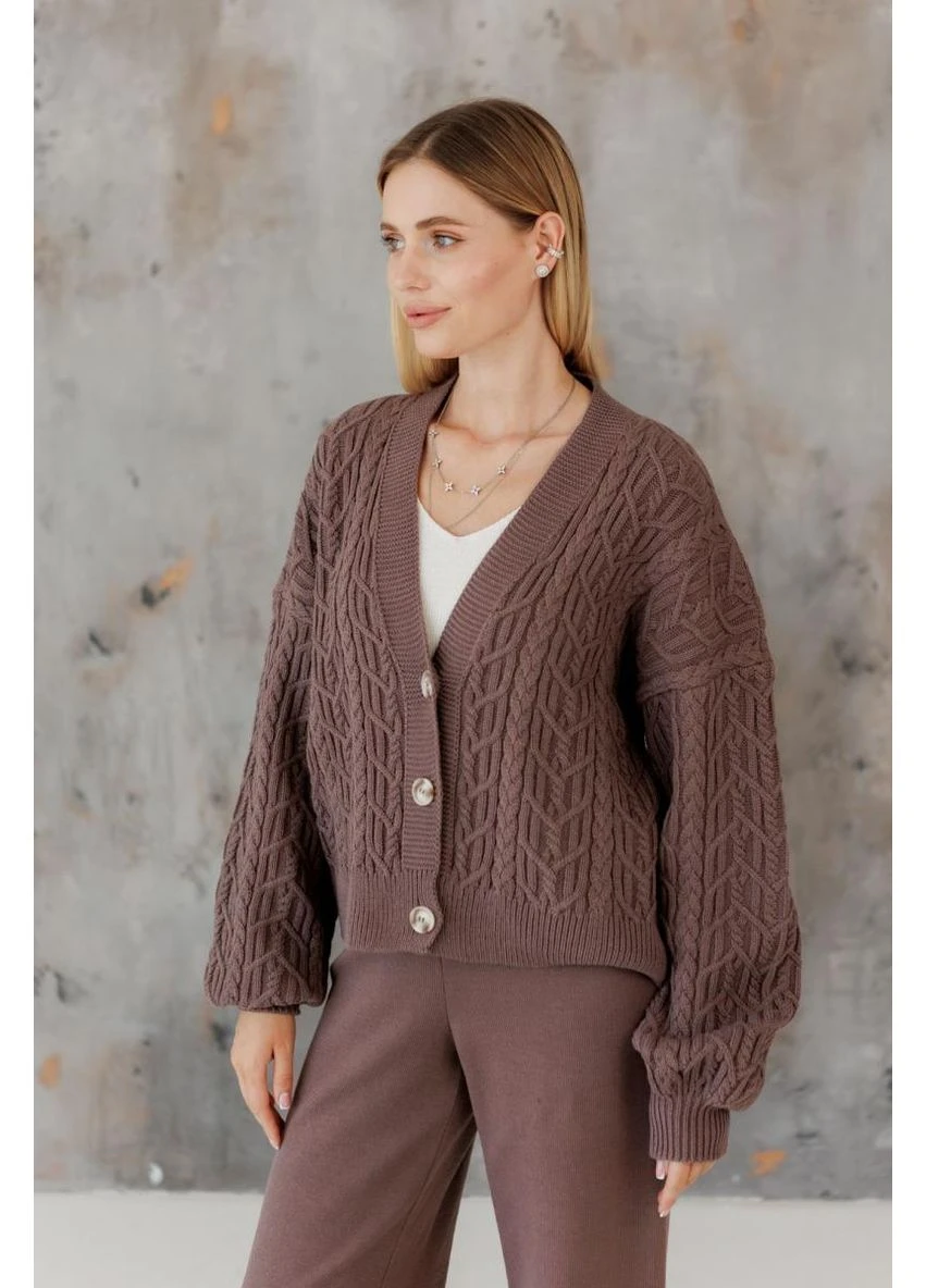 Коричневый демисезонный кардиган Art Knit