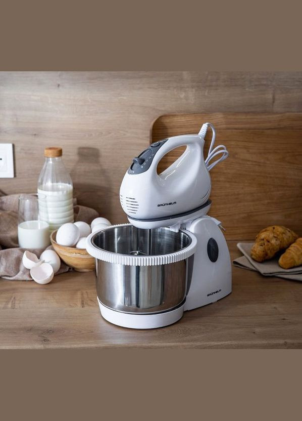 Стационарный электрический ручной миксер GRM 660 400 Вт кухонный с насадками Grunhelm (297330875)