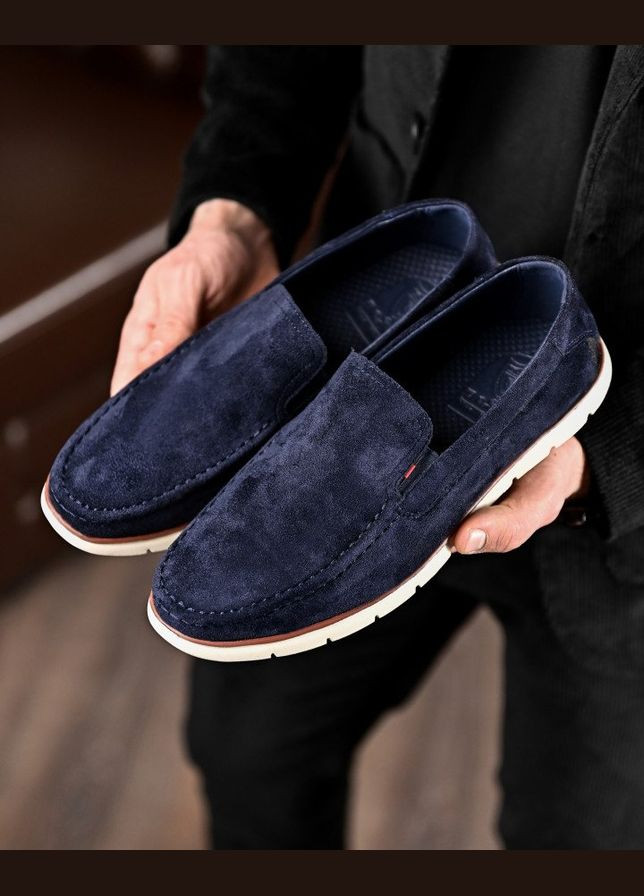 Синій Літні чоловічі лофери сині No Brand