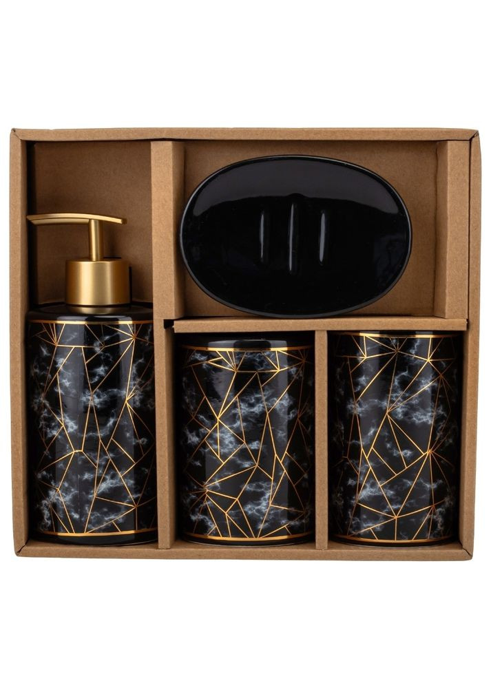 Набор для ванной комнаты 4 предмета керамика 9190-015 с узором No Brand (346533617)