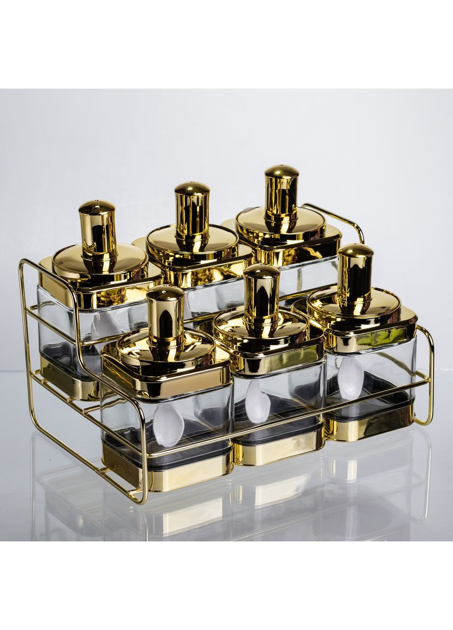 Набір банок для сипучих продуктів із ложкою 6 шт, золото HP-1337 (A-047312) Yiwu (369475210)