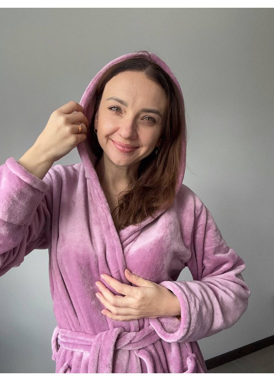 Красивий жіночий халат довжиною нижче колін рожевого кольору No Brand (364968727)
