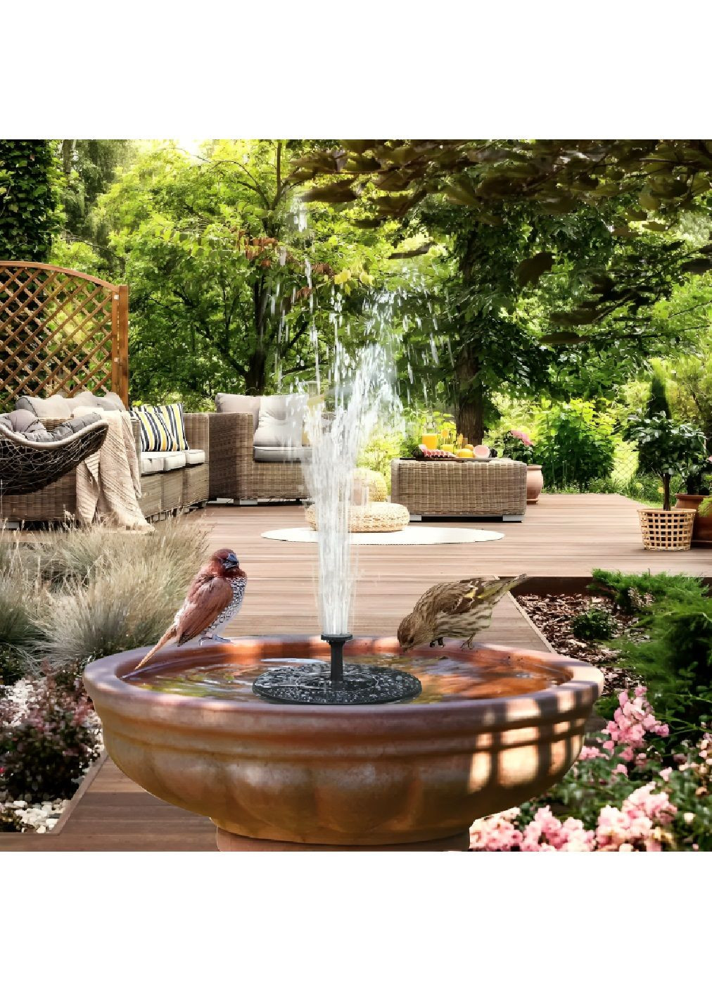 Комплект садовий фонтан насос на сонячній батареї з насадками 10 штук шлангом для поливу 30 метрів із розпилювачем (480274-Prob) Unbranded (332880876)