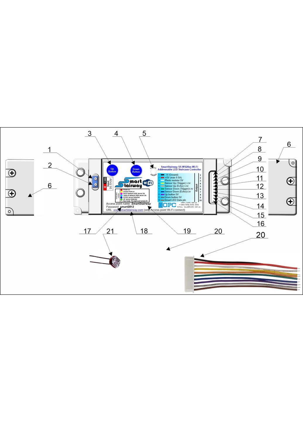 Комплект інтерактивного світлодіодного підсвічування сходів Smart Stairway SS-281x Wi-Fi RGB (2 PIR сенсори + сенсор освітлення) ХОРС (373038530)