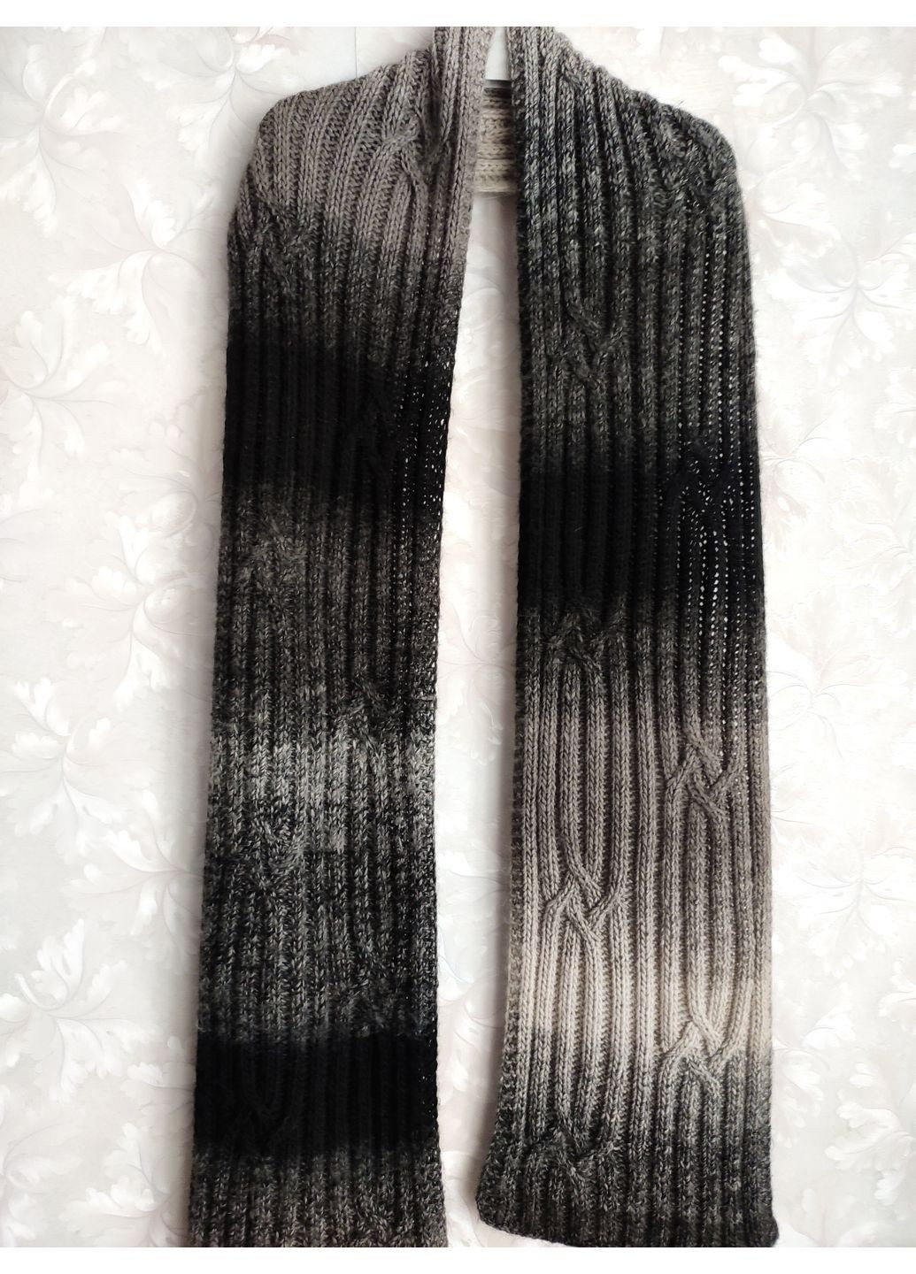 В'язаний шарф ручної роботи з альпаки сіро-коричневого кольору No Brand (367054789)