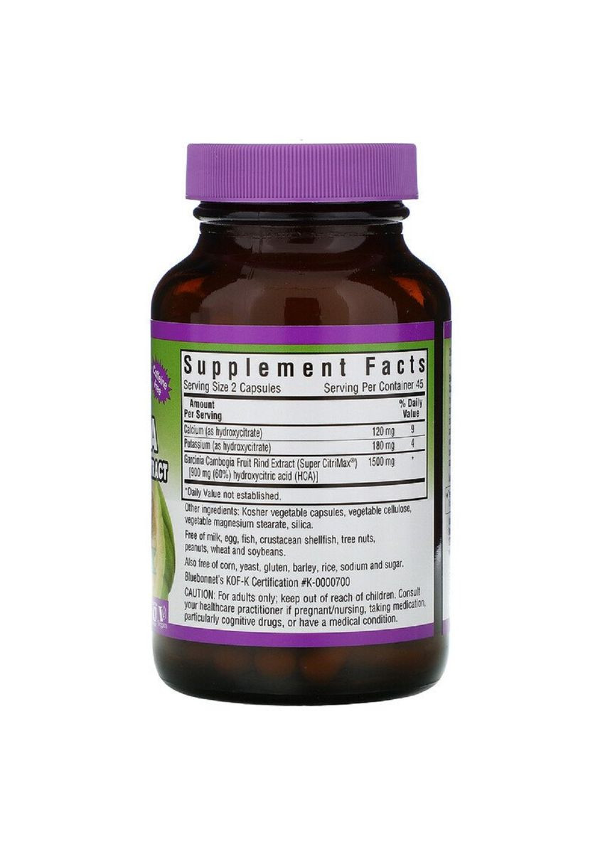 Екстракт Плодів Гарцинія Камбоджійська, Super Fruit,, 90 вегетаріанських капсул Bluebonnet Nutrition (326054647)