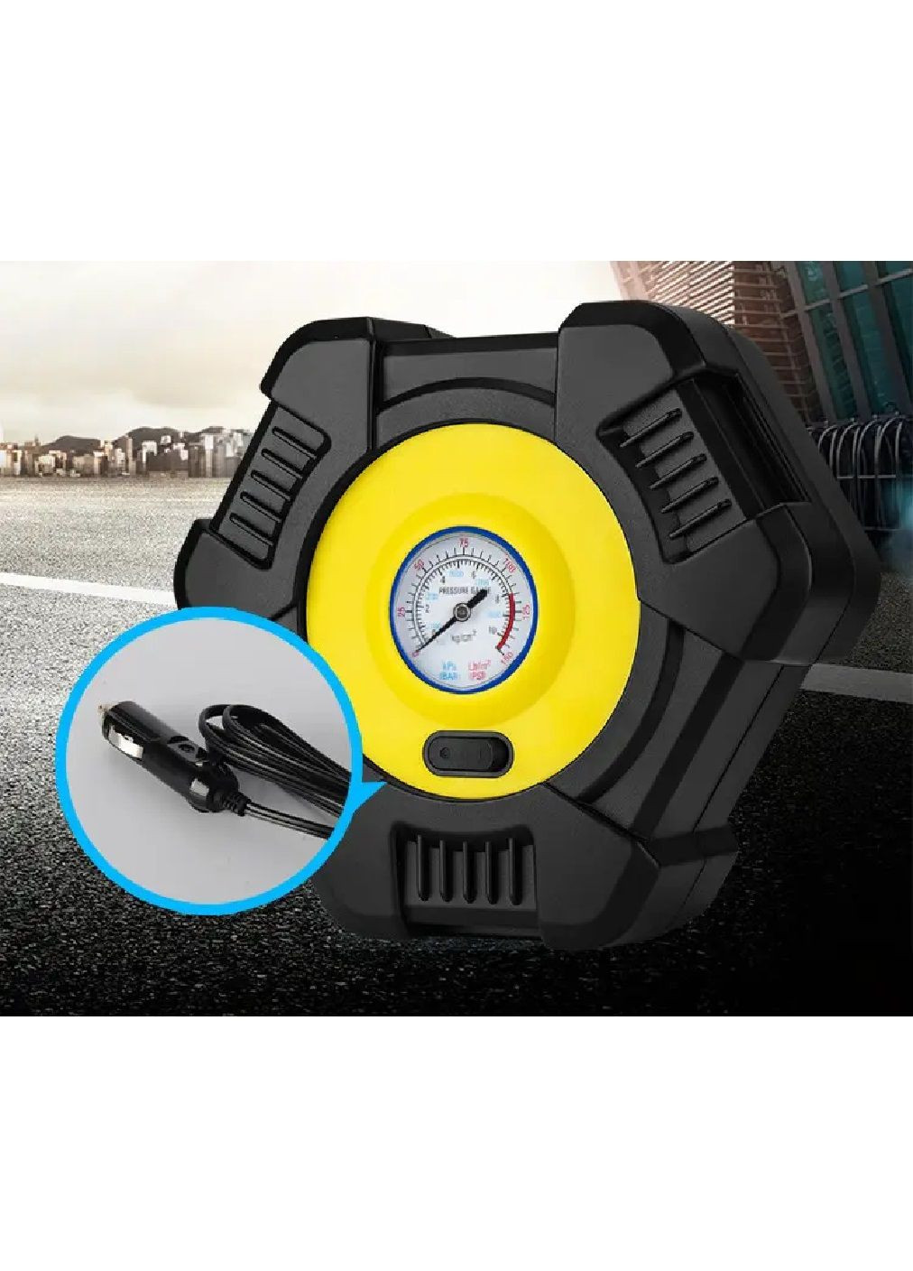 Насос компрессор автоматический электрический для машины автомобиля аналоговый c манометром 21х15х7.5 см (477884-Prob) Unbranded (300625715)