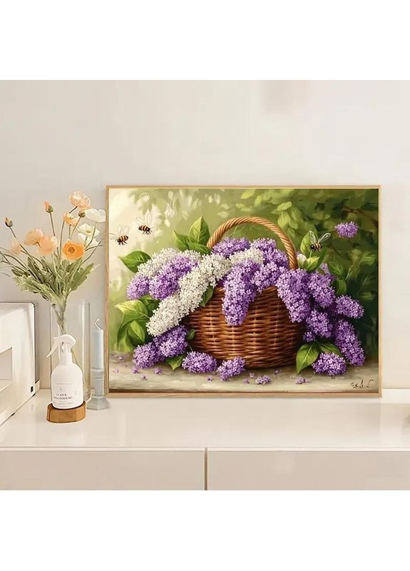 Набор для вышивания крестиком в 3 нити 11 ст Глициния в корзине с нанесенной схемой No Brand (371813468)