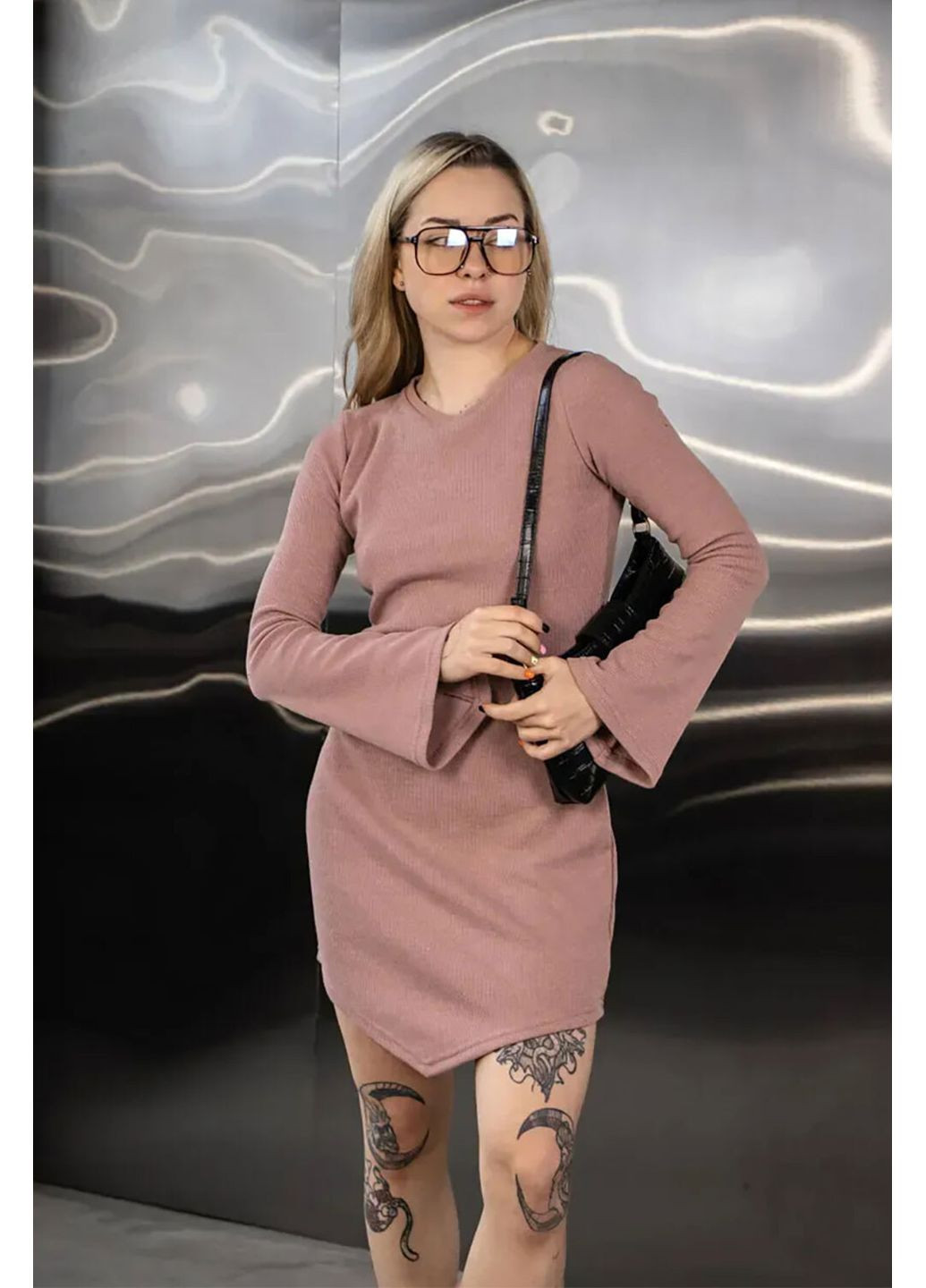 Рожева жіноча ангорова сукня cascade, пудрова Reload однотонна