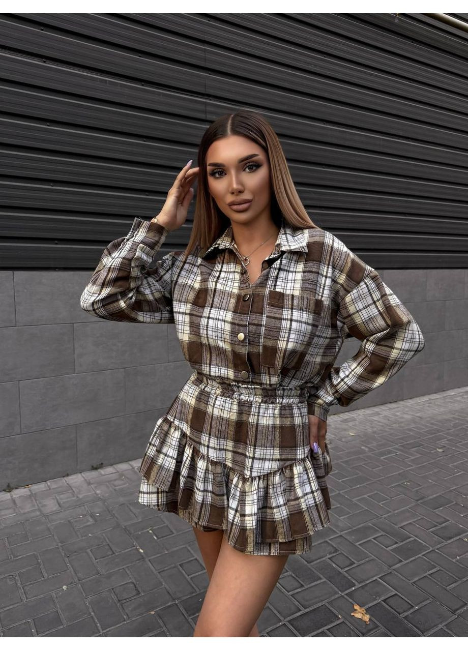 Жіночий костюм зі спідницею в клітку Fashion (352473717)