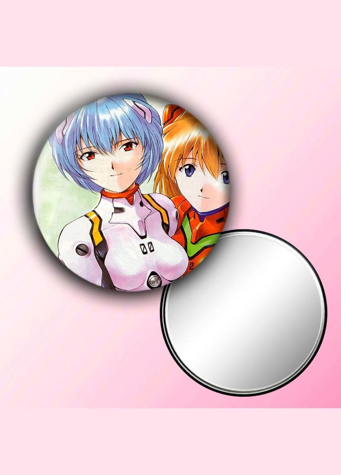 Дзеркальце косметичне кишенькове Аніме Євангіліон #0018 із малюнком круглий 56 мм No Brand (309159522)