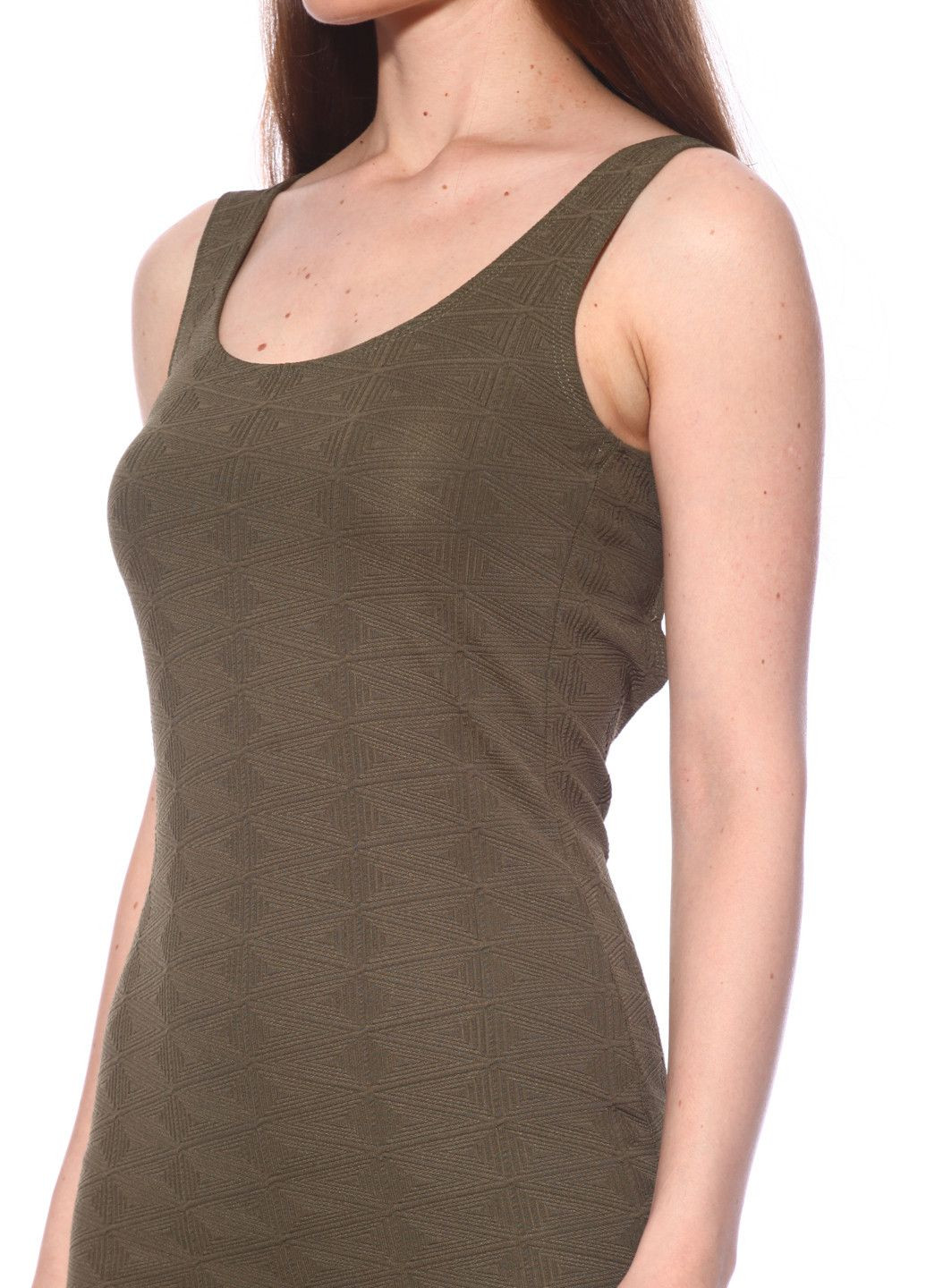 Оливкова (хакі) повсякденний сукня хакі Pink Woman однотонна