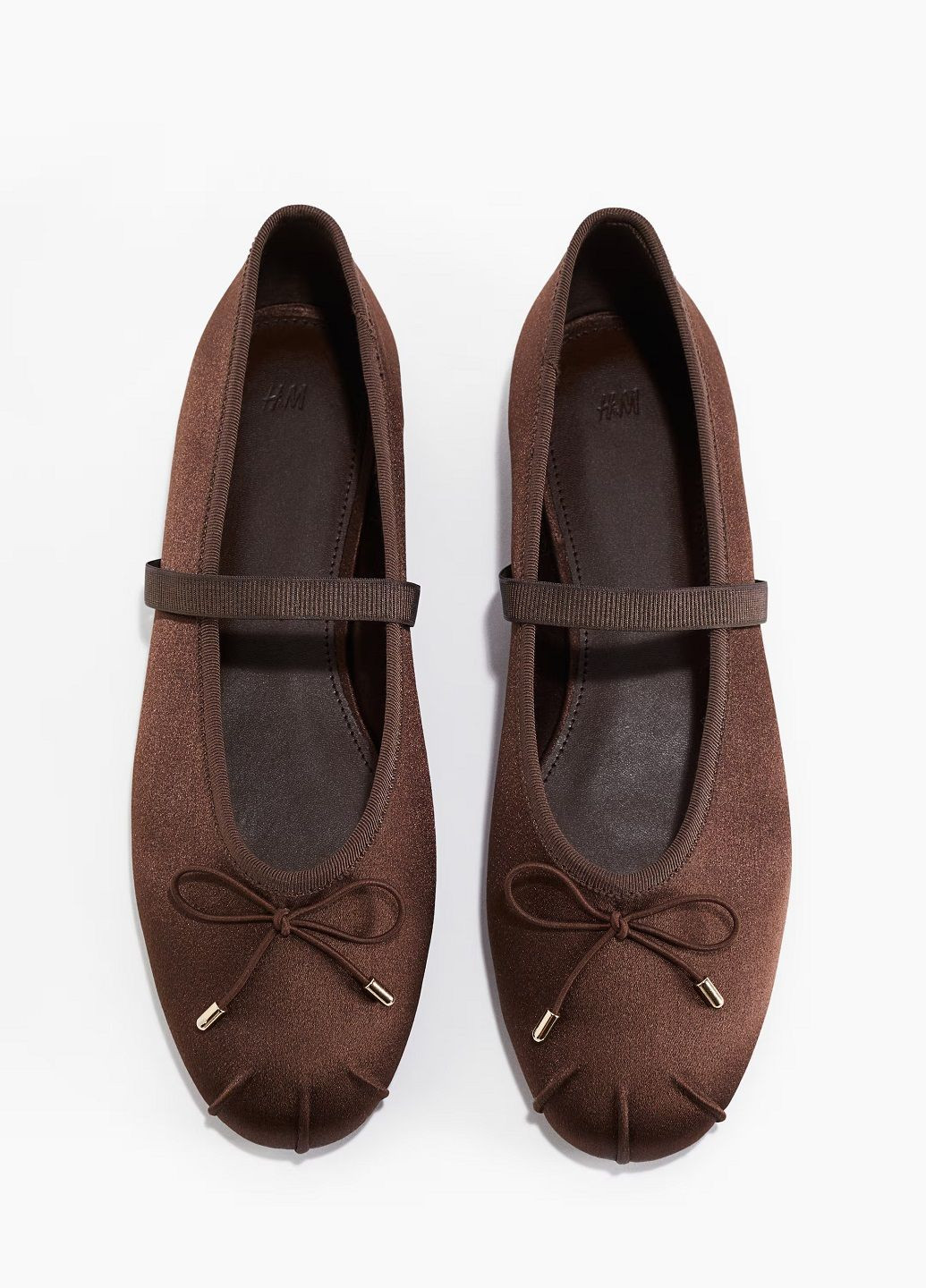 Жіночі балетки H&M | темно-коричневі однотонні штучна шкіра (342718938)