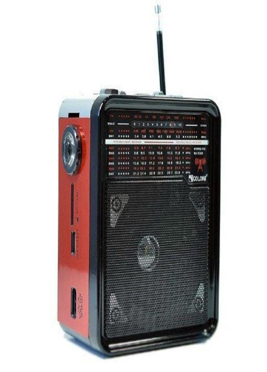 Портативный аккумуляторный радиоприемник RX-9100 с фонариком Красный Golon (305412167)