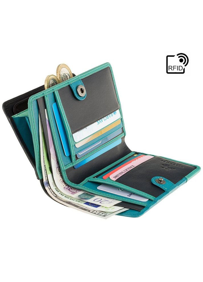 Синій шкіряний жіночий гаманець BRC97 BLUE Visconti (303829831)