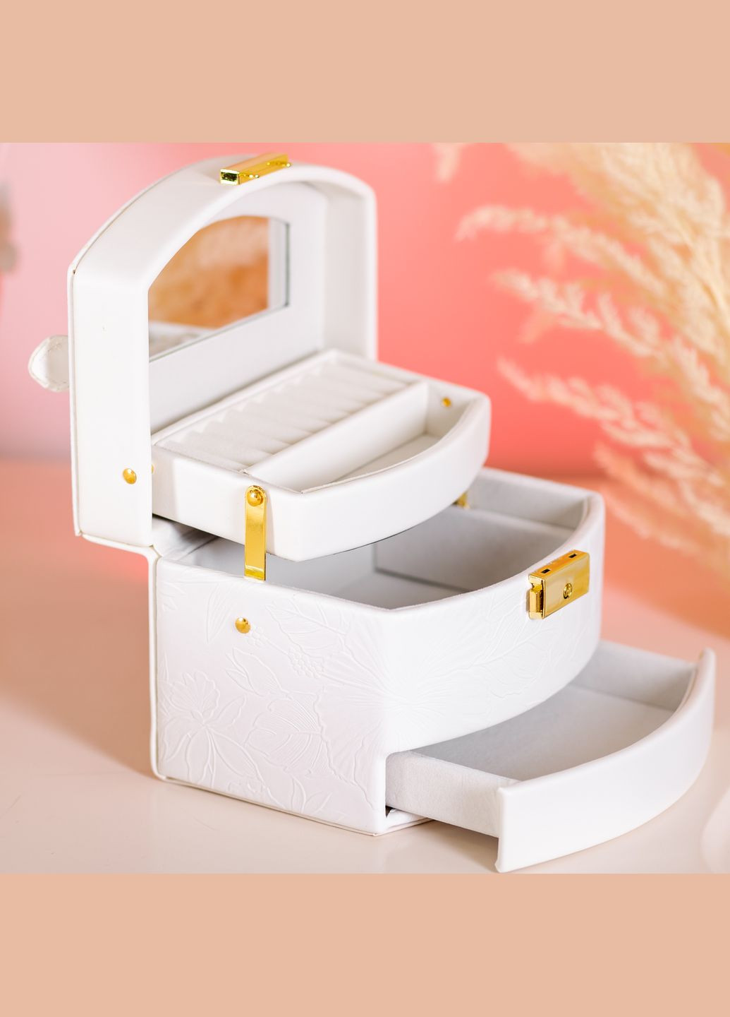 Кейс-ящик для украшений с замком 15,5х11,5х11,5 см, белый Yiwu (324071044)