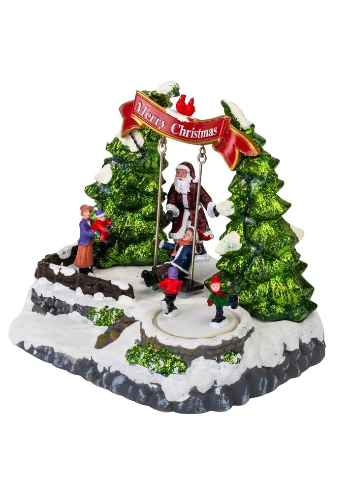 Фігурка Новорічна карусель із підсвіткою і музикою Гойдалка 21х22 см працює від батарейок 16026-003 Lefard (346152359)