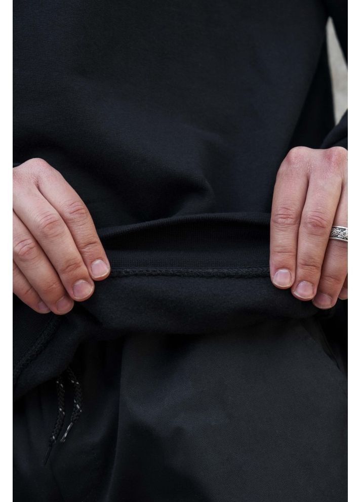 Черный утепленный оверсайз свитшот на флисе с принтом supermacy black Without (362441418)