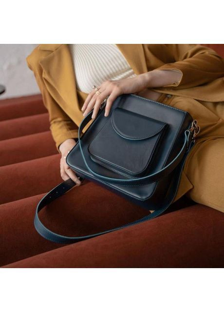 Сумка шоппер женская кожаная через плечо для телефона Темно-синий 40679 The Wings (361970297)