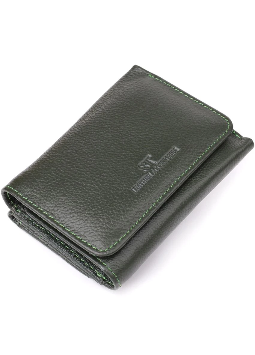 Маленький кошелек удобного формата из натуральной кожи 23076 Зеленый st leather (394612653)