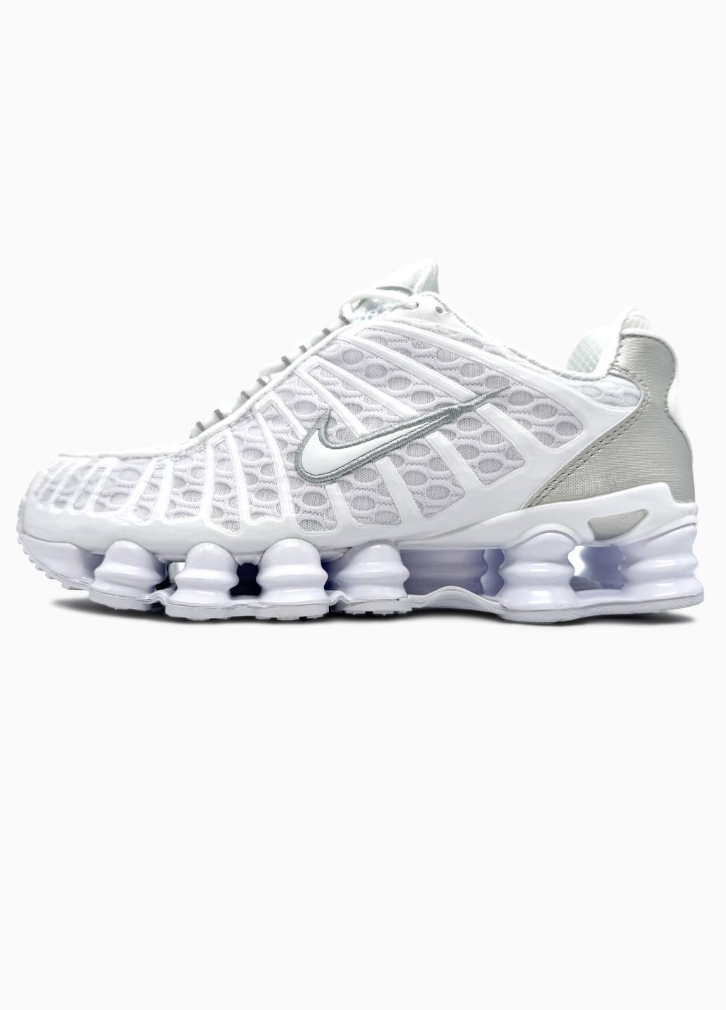 Белые демисезонные кроссовки мужские и женские nike shox tl white | найк шокс тл белые No Brand