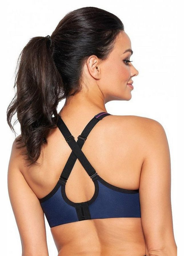 Синий топ спортивный бюстгальтер Ava с косточками
